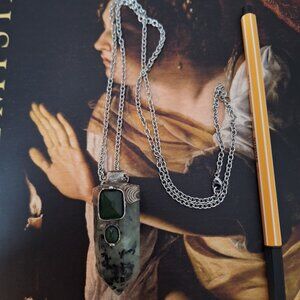 Green Witch prehnite and serpentine necklace